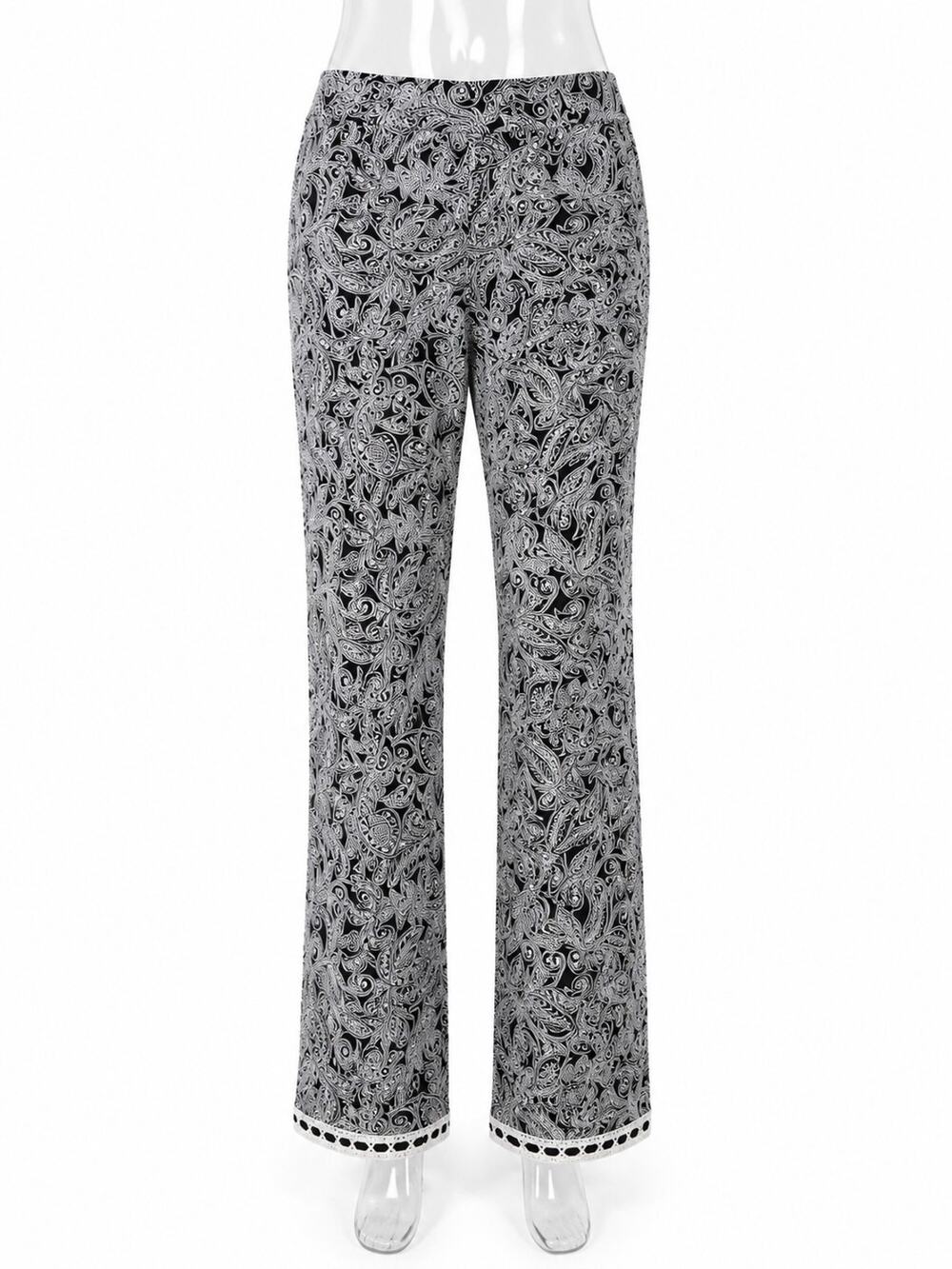 Sunny Leigh Petite Womens 12P Black White Floral Side Zip Bottom Ribbon & Slits